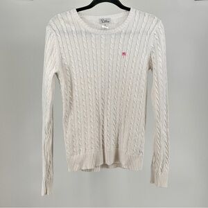 Lilly Pulitzer Women's Size Medium‎ White Cable Knit Crewneck Sweater